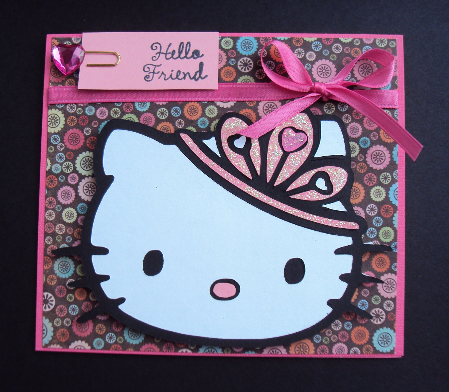 Hello Kitty Greeting Card by CraftedWithLoveByK on Etsy