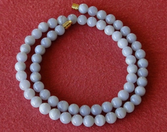 Genuine Natural Blue Lace Agate Necklace 6mm 16 inches Grade 'A' Stone 6 mm Beads. MapenziGems