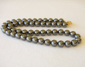 Hematite Necklace Genuine Natural 8mm Grey Beads 20" Haematite MapenziGems