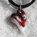 Valentines Glass Heart Necklace, Red n White