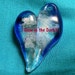 Heart Necklace Glass Jewelry Pendant Lampwork Hand Blown Boro Heart Pendent, Blue Trim Glowing centerFree Shipping
