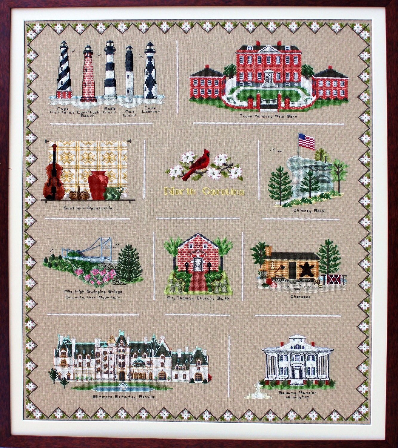 North Carolina Cross Stitch Sampler