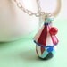 Miniature Circus Tent Necklace. Whimsical. Red. White. Sculpted Polymer Clay. Fun. Cute. Long Necklace. Silver Chain. Layering Necklace.