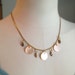 Peach Sea Shell Necklace. Gold Leaves. Beach. Summer. Orange. Iridescent. Shell. Gold Chain. Dainty. Gifts for Her.