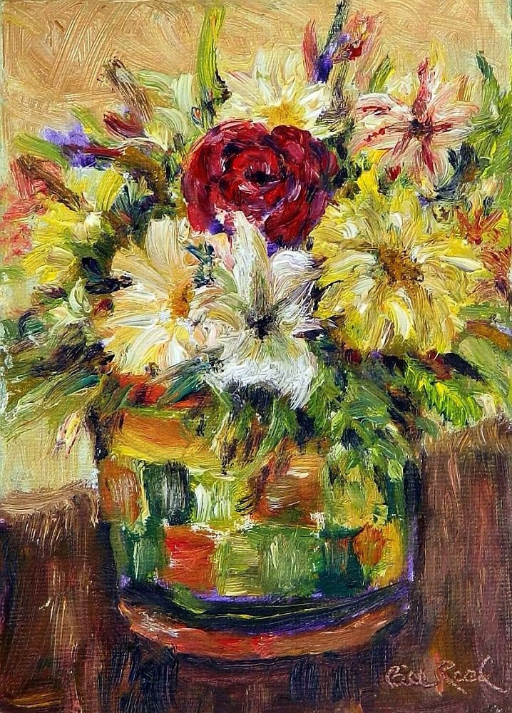 Home Decor Flower Basket original oil painting by BillsArtShop