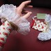 Upcycled Steampunk Heart Gauntlets, Circus Costume Accessory, Red & White, with Lace Trim, Valentine's Day