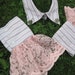 Upcycled Steampunk Clothing - Shirt Collar and Cuffs Pale Blue with PinkLace Trim - Mad Hatter - Alice in Wonderland