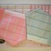 Collection Set of 3 new unused german pink lilac and mint green checked vintage cotton handkerchiefs
