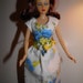 Handmade OOAK Hankie Dress for Barbie and Barbie Like Dolls "Roses" Round Neck Handkerchief Dress
