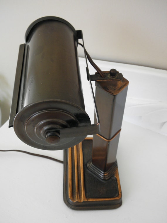 Vintage Art Deco Brass Desk Bankers Lamp