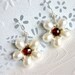 June Birthstone. Pearl Flower Earrings, White Teardrop Freshwater Pearls, Garnet Onion, Sterling Silver Earwires and Wire Wrapped. E081