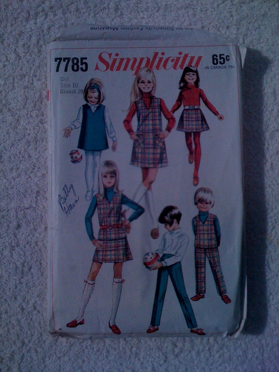 Simplicity 60s Sewing Pattern 7785 Childrens Jumper and Pants Size 10 Sale
