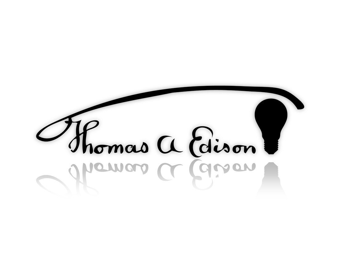 Thomas Edison Signature Wall Art Adhesive Vinyl Letters Wall