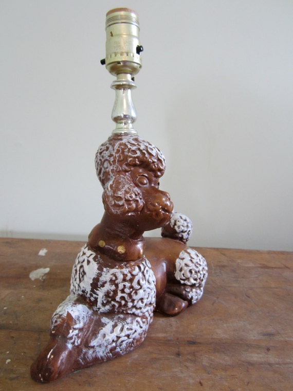SALE Vintage Poodle Lamp Ceramic Hand Painted Christmas