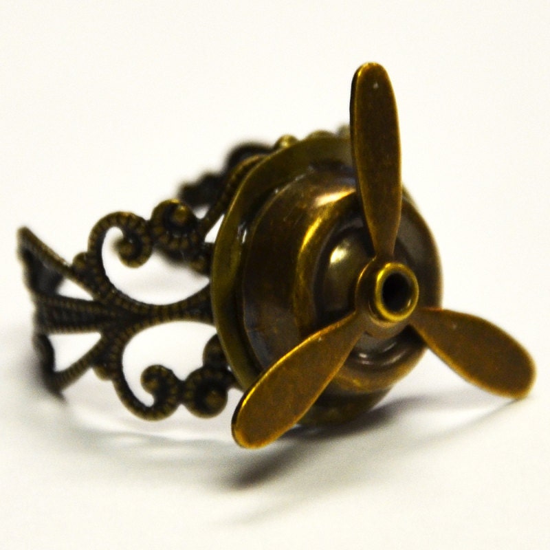 Airship Pirate Propeller Ring Adjustable Steampunk Ring in