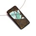 Modern Polymer Clay Pendant Necklace In Brown, Aqua And Silver