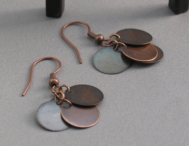 Earrings Copper Disc Danglies