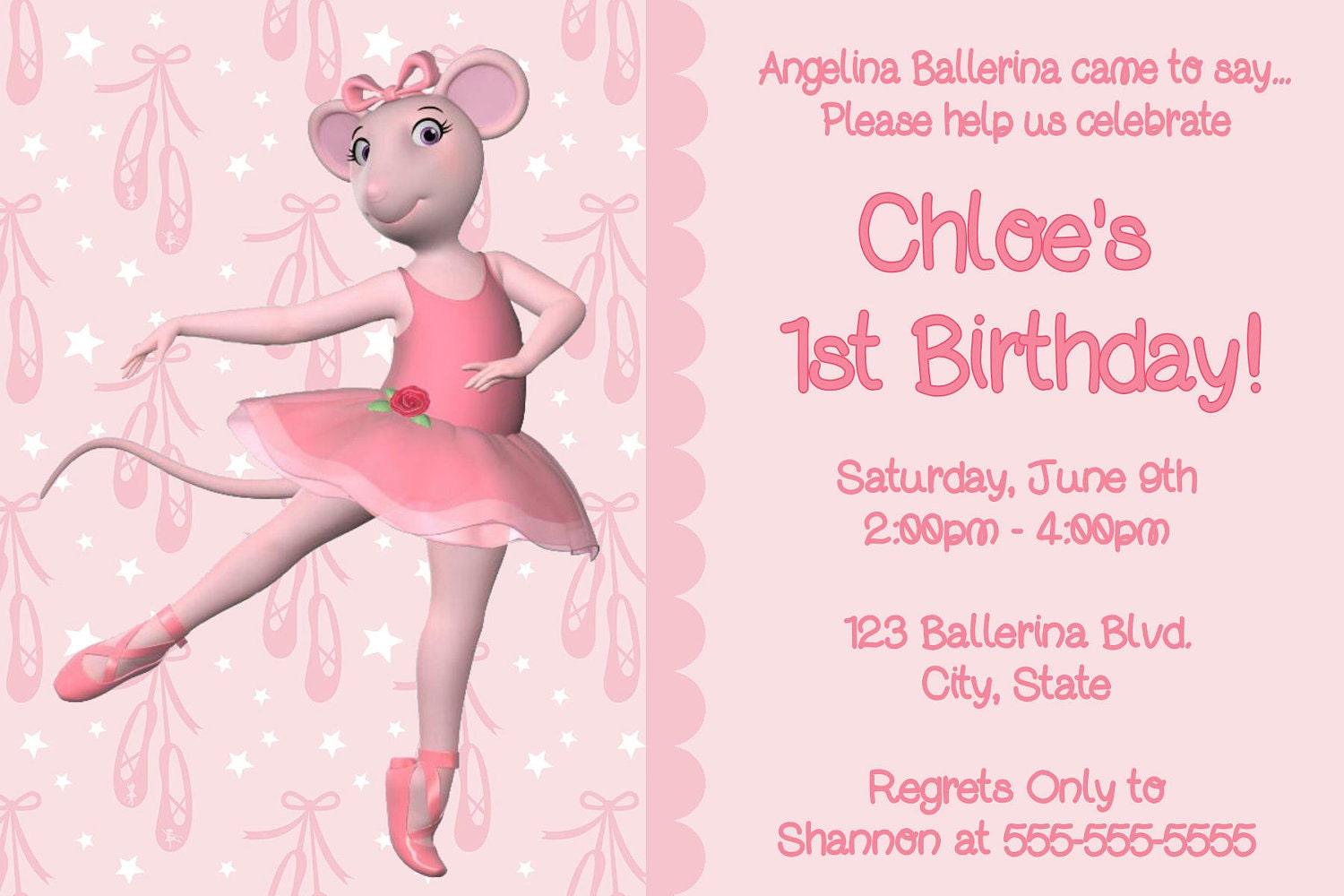 Etsy Free Angelina Ballerina Invitations 2