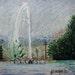Art Painting Oil Pastel Original Fountain Lake Eden Park Cradled Panel Cincinnati Ohio