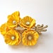 Vintage Brooch Mustard Flowers Aurora Borealis Rhinestone Gold Stems