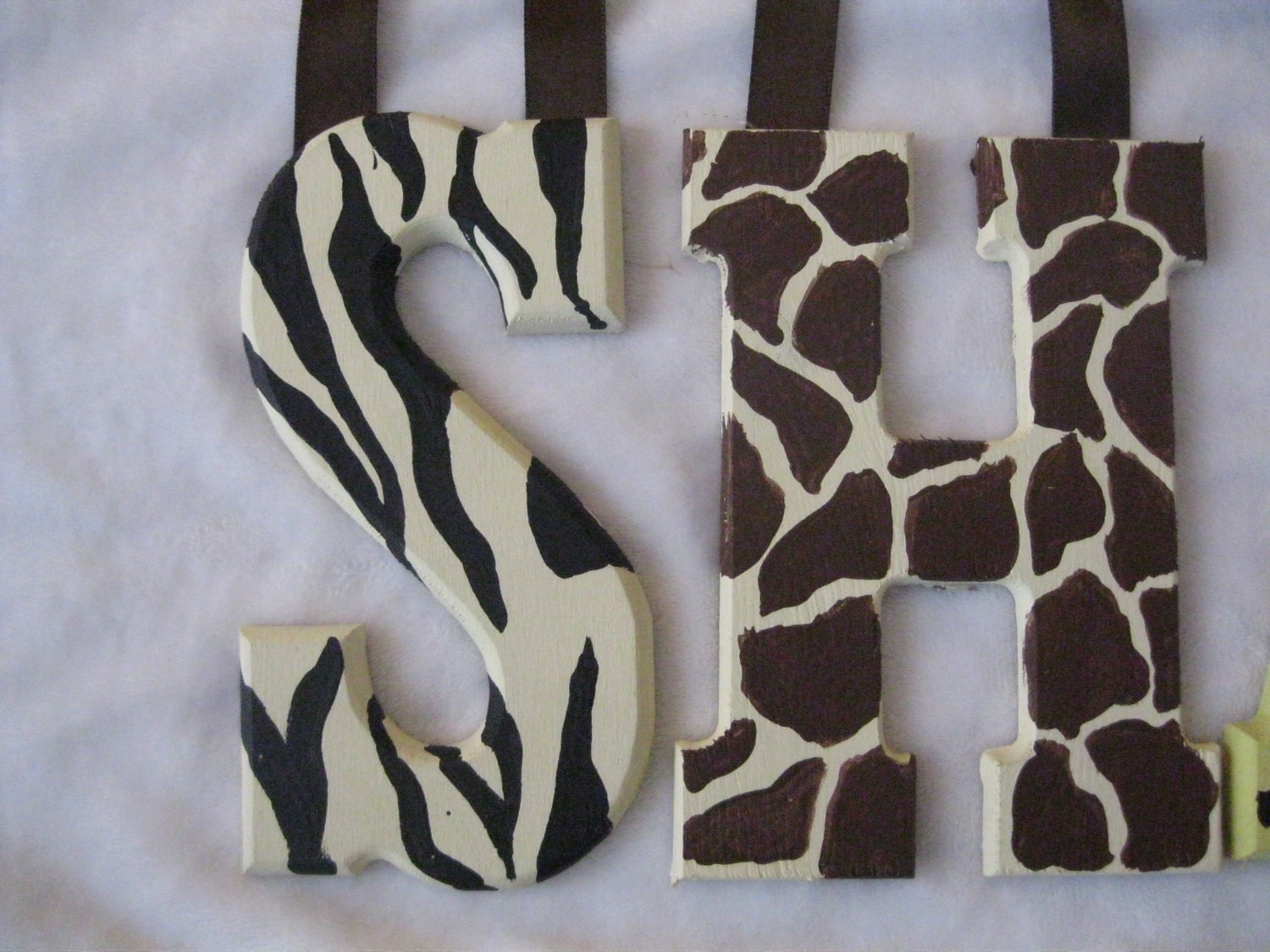 Handpainted animal print letters