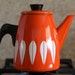Vintage Cathrineholm Enamelware Lotus Design Coffee / Tea Pot - Red Orange