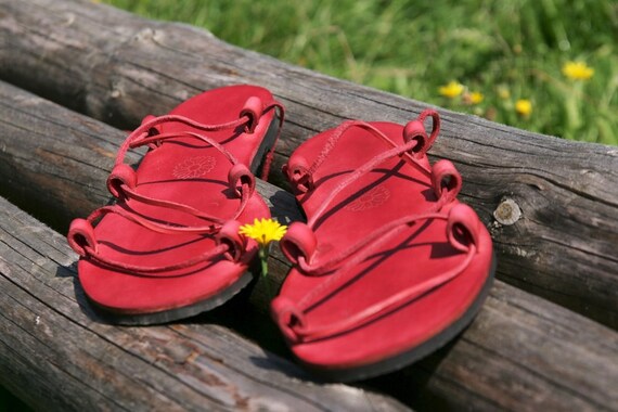 Jesus Leather Sandals Red by Hippiestyle on Etsy