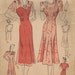 1930s Advance Sewing Pattern Spring Dress Cape Sleeves Flared Skirt Tie Back Bust 32 Movie Star Style