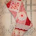 SALE - Christmas Stocking Shabby Cottage Red and White Lace Eyelet Red Button