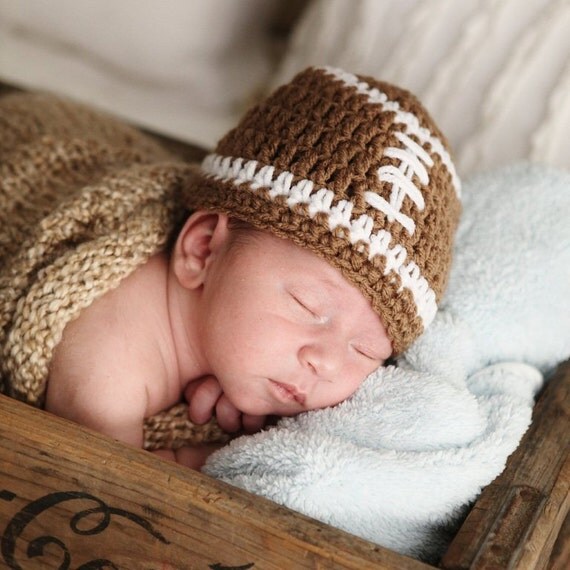 Items similar to BABY Boy HAT Newborn Baby Boy Crochet Football Hat With FREE Shipping 0 3 6