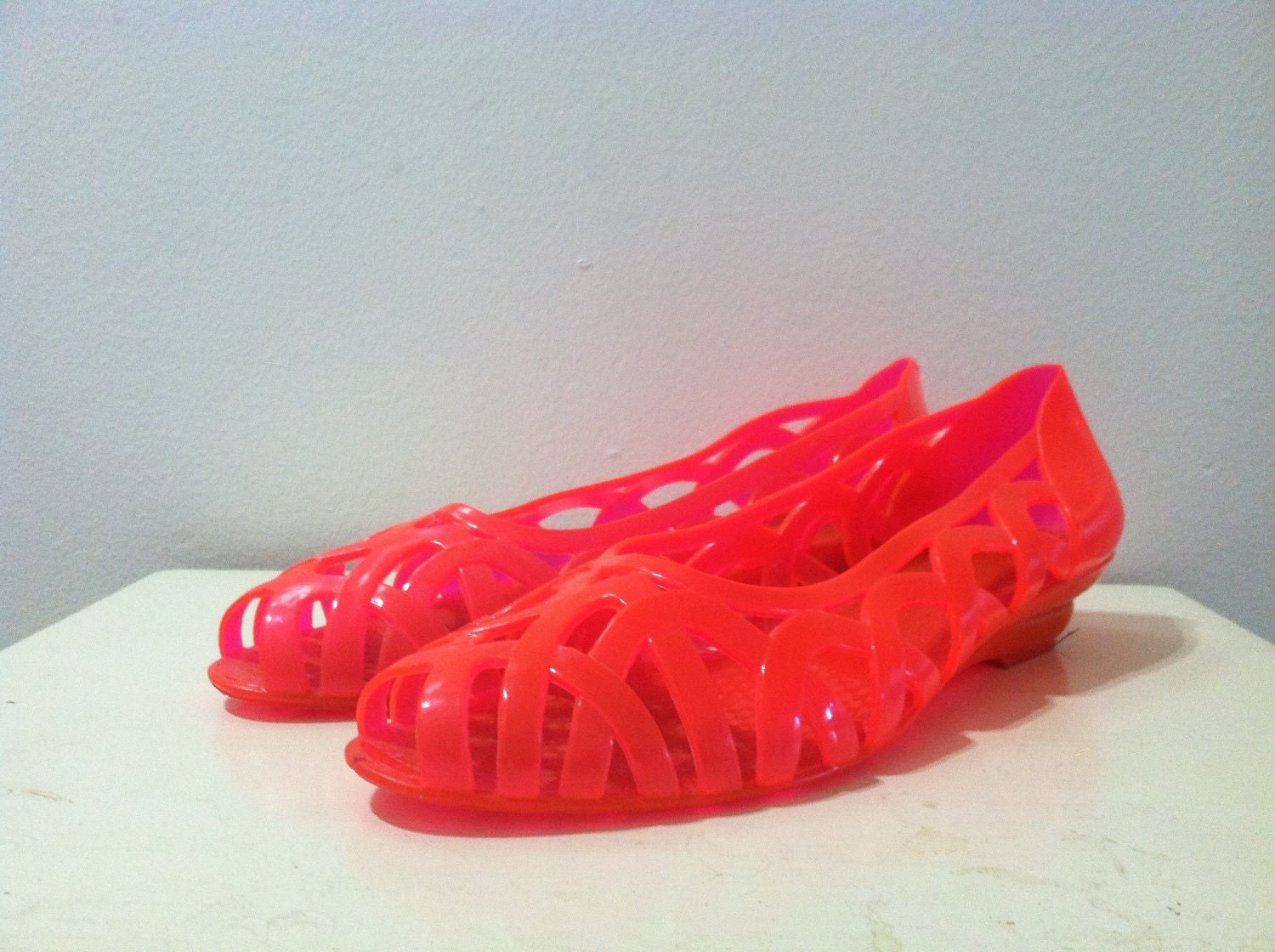 Vintage Shoes 1980's Neon Pink Jelly Shoes