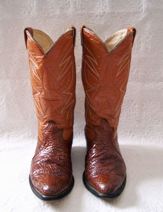 Men's Rare Vintage Real Sea Turtle Cowboy Western Boots US