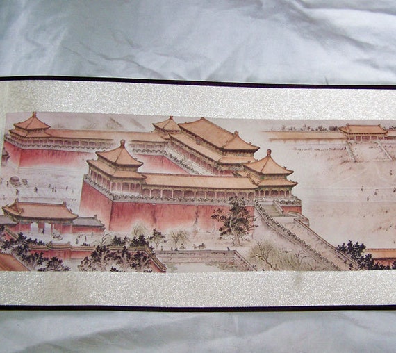 Chinese Pure Silk Scenic Scroll Painting of The Forbidden City