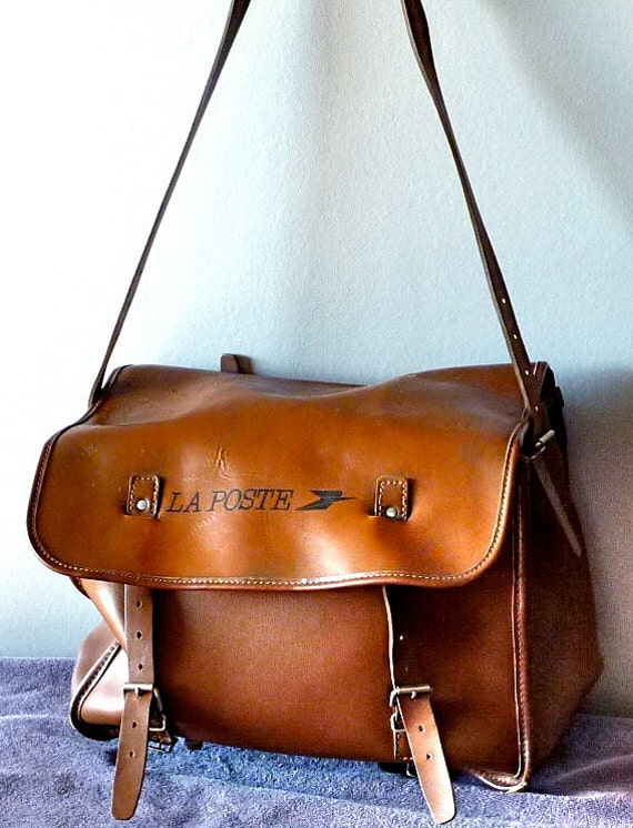 SALE Vintage French La Poste large leather Mail Bag Bike Bag