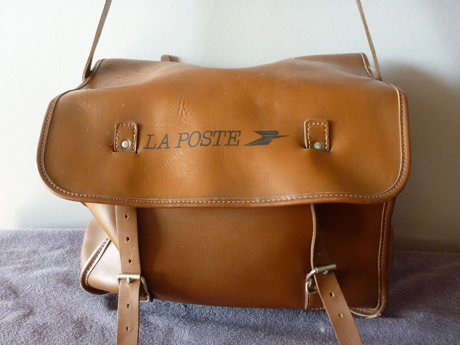 SALE Vintage French La Poste large leather Mail Bag Bike Bag