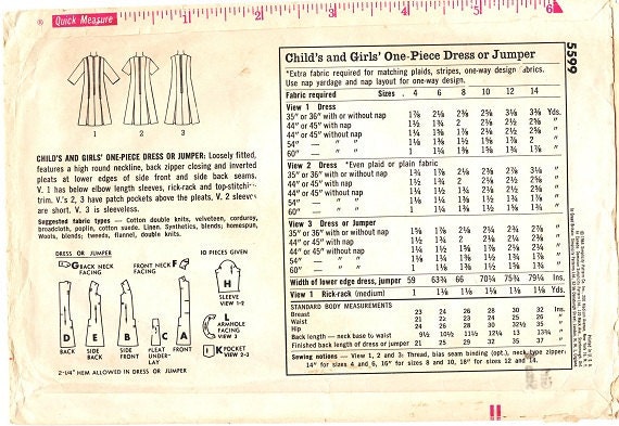 Simplicity 5599 Vintage Mid Century Mad Men Girls Dress Sewing