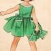 Simplicity 1595 Vintage UNCUT 50s Party DRESS Sewing Pattern Size 6 B24
