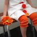 Orange Ruffle Leggings with scalloped edging