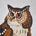 Vintage Owl Crewel Embroidery - Fall Autumn Decor