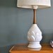 RESERVED for Susan - Mid Century lamp teak and white ceramic lamp