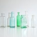 Antique Glass Bottle Collection - Clear, blue, green - 7 bottles apothecary beach glass