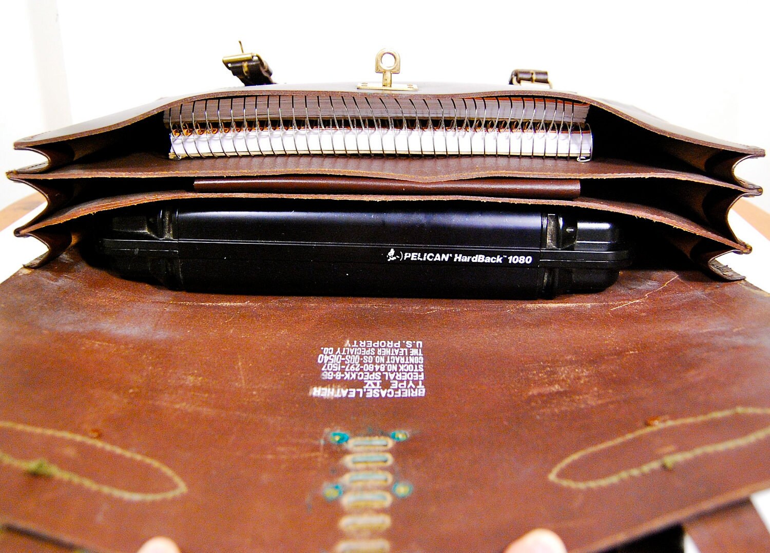 U.S. Government Issue Brown Leather Satchel Briefcase Type IV