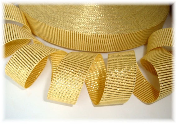 7 8 Gold Glitz Shimmer Metallic Grosgrain Ribbon 1 Yd.