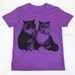 SALE - Printed T-shirt - Lovely cats - purple - unisex M