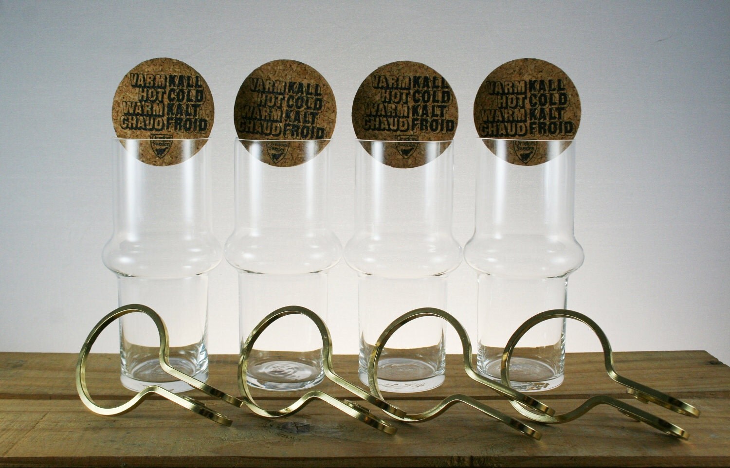 Vintage Orrefors Crystal Irish Coffee Mugs with Metal Handles