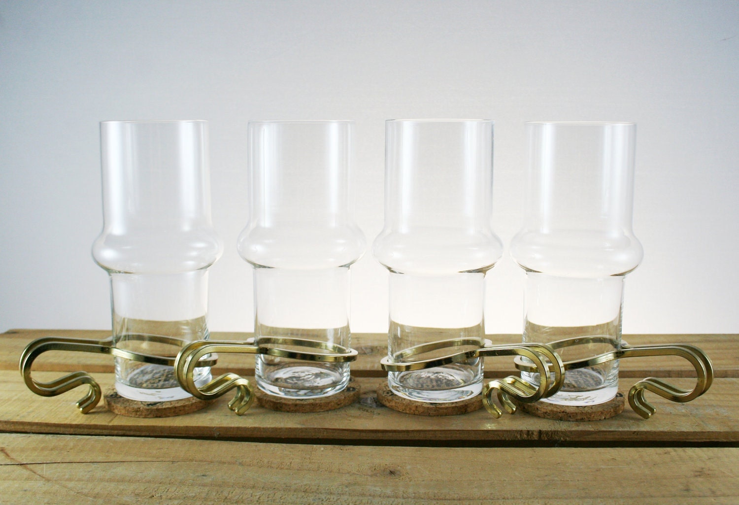 Vintage Orrefors Crystal Irish Coffee Mugs with Metal Handles