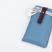 Hand Stitched Leather iPhone case with wristlet strap in blue