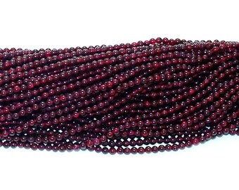 Garnet 4mm Round Gemstone Beads - 14" Strand
