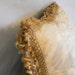 Pillow 2, 22 inch square, cream Schumacher Damask with onion fringe