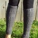 Leg Warmers - Turquoise & Brown Heart Buttons on Grey Knit Design, Knee High